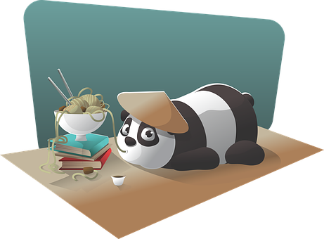Gấu Trúc Học Bài Cùng Mì Hình nền