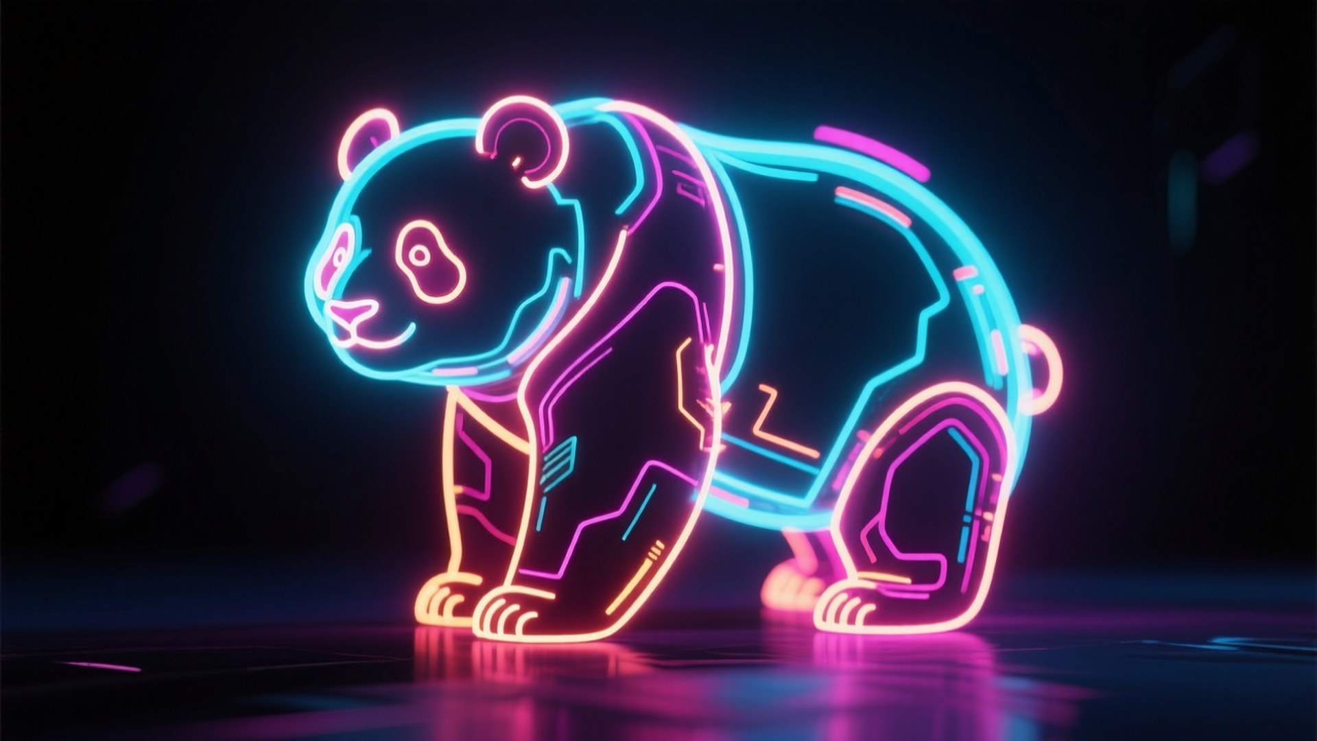 Gấu Trúc Neon Cyberpunk Hình nền