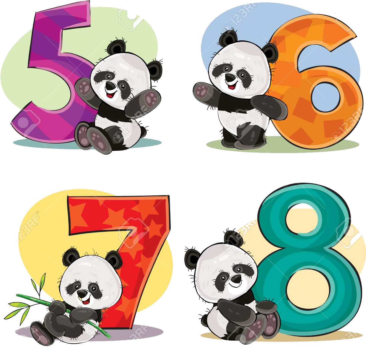 Gấu trúc_ Số_5_đến_8 Hình nền