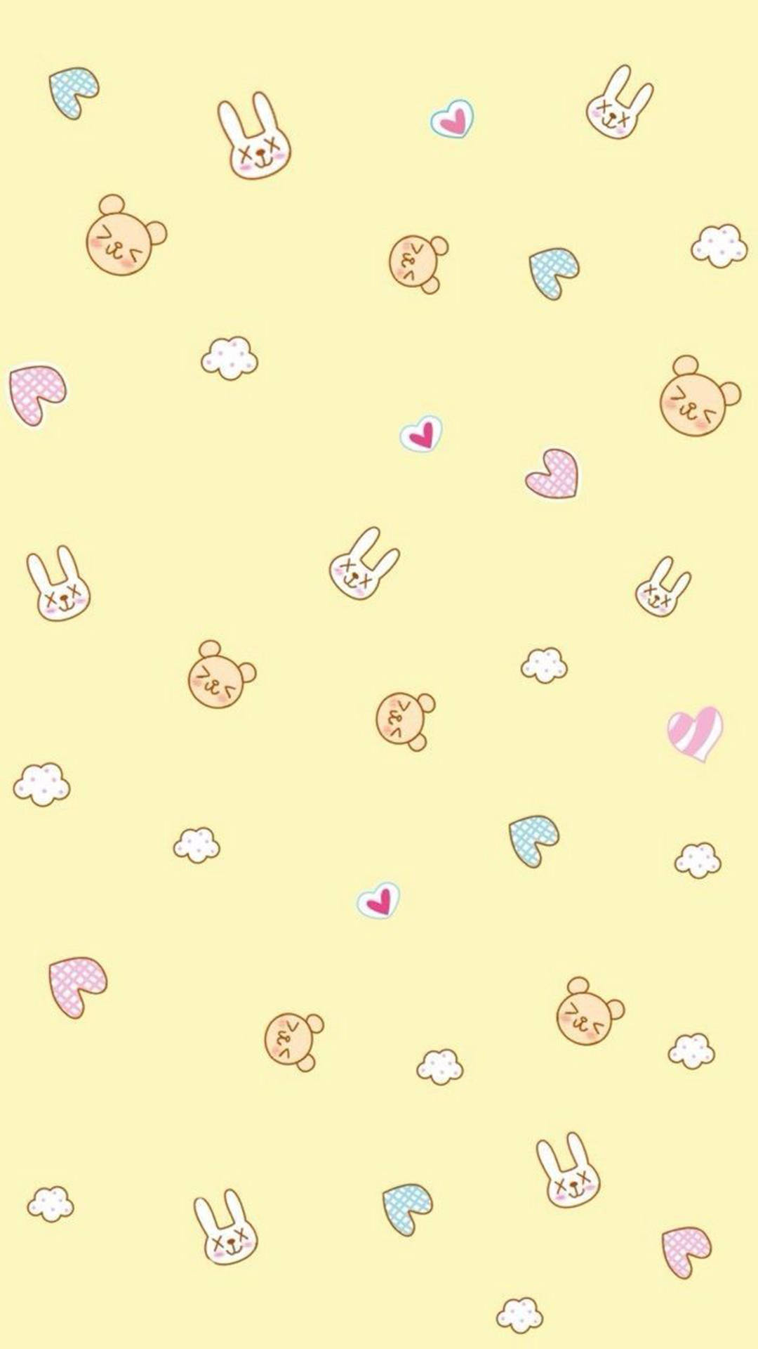 Gấu Và Thỏ Màu Vàng Pastel Hình nền