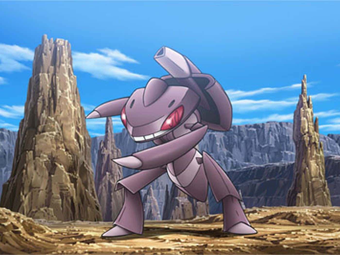 Genesect Pokemon trên khung cảnh gồ ghề Hình nền