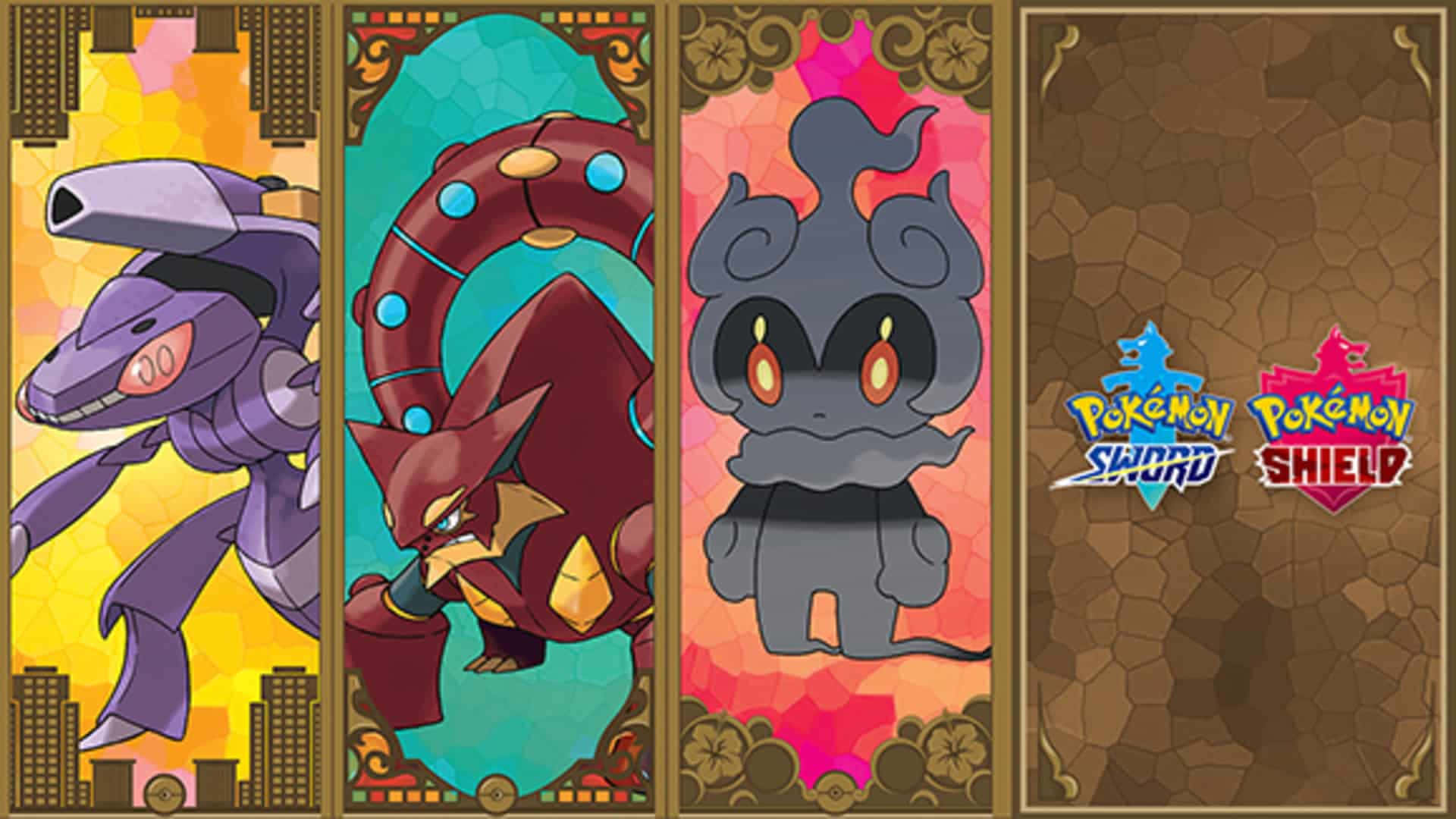Genesect tham gia trận chiến với Volcanion và Marshadow Hình nền