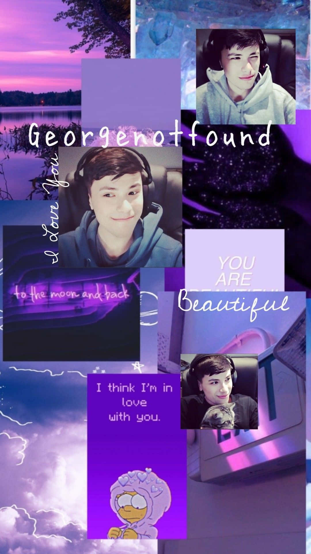 GeorgeNotFound Neon Tím Ảnh Ghép Hình nền