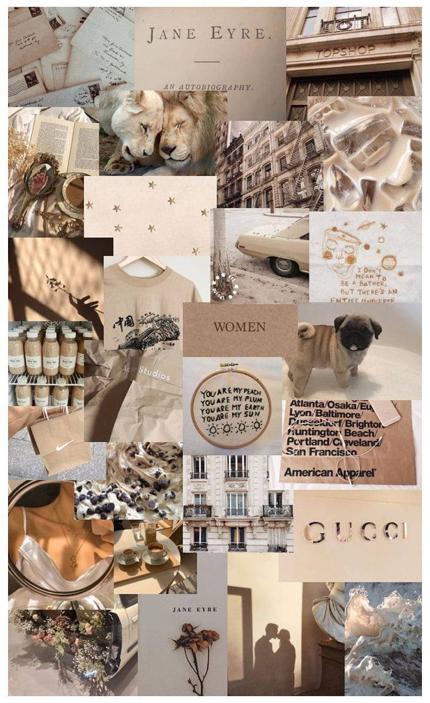Ghép Ảnh Ngẫu Nhiên Phong Cách Beige Hình nền