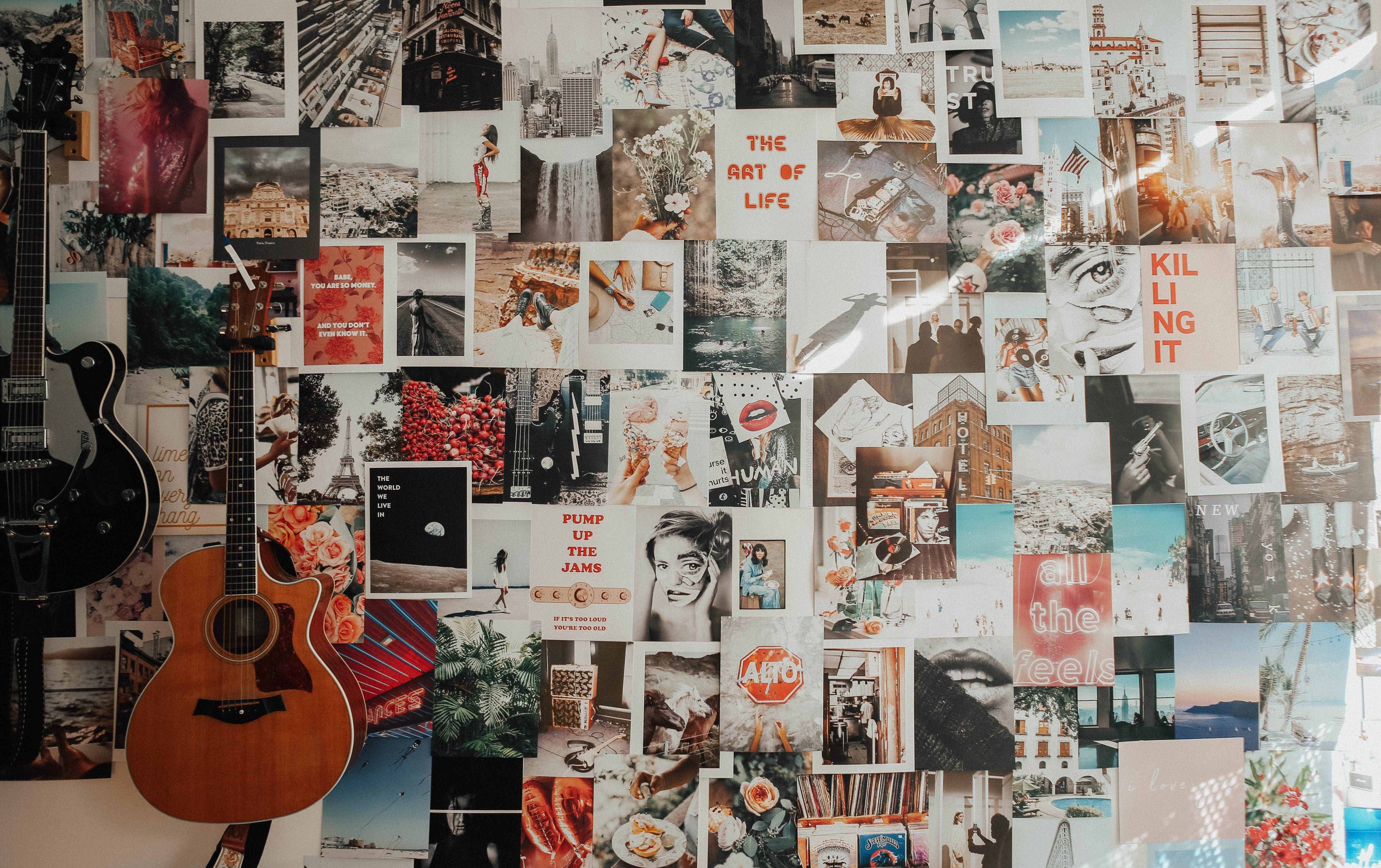 Ghita trên tường nghệ thuật collage Hình nền