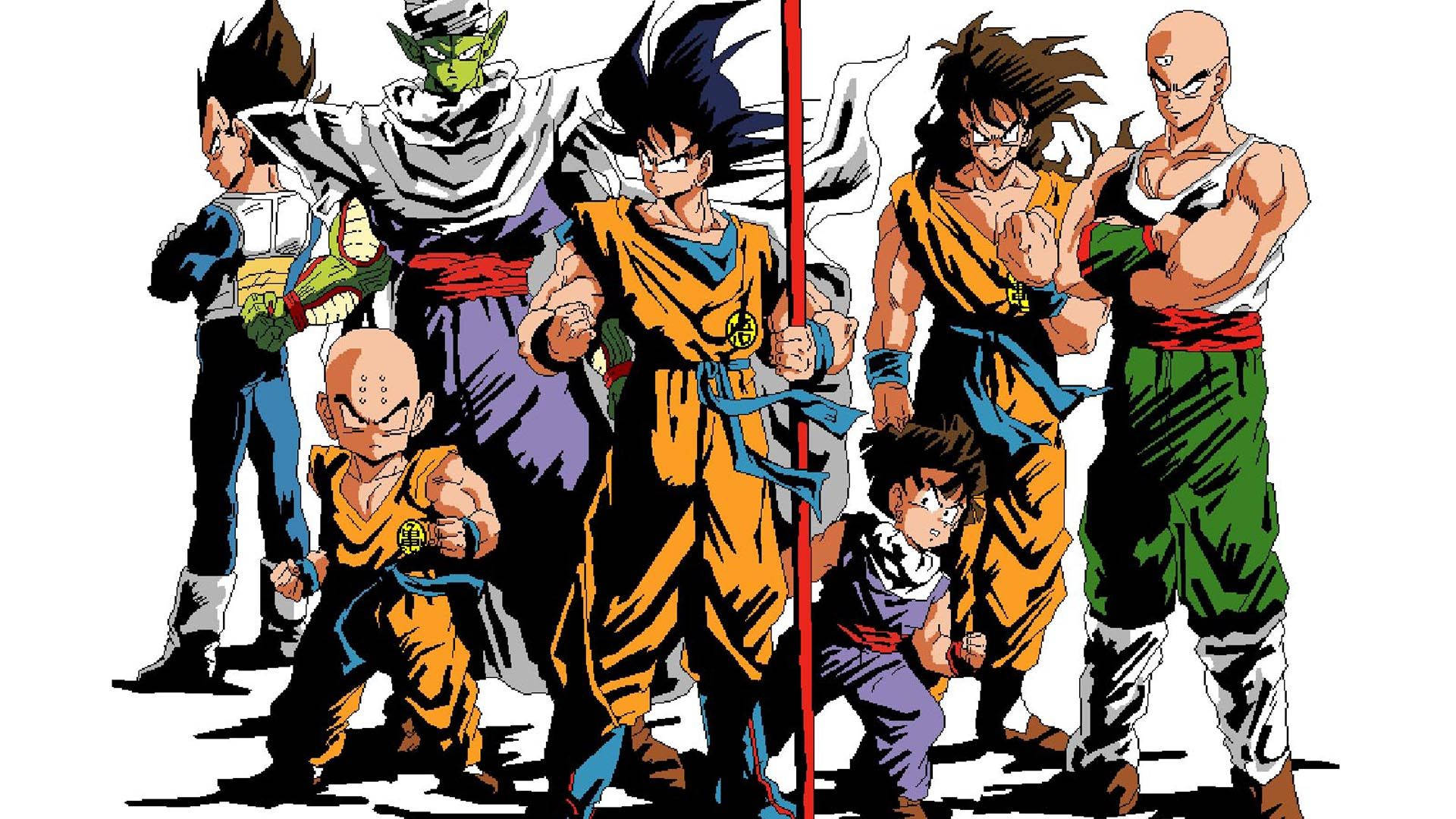 Dragon Ball San Goku super broly cùng Vegeta, Piccolo và Gohan, nhân vật anime siêu saiyan.