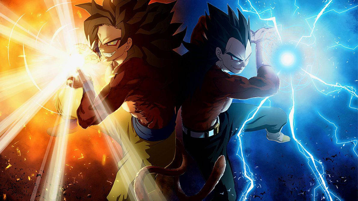 Dragon Ball Z Siêu Saiyan Vegeta, super broly tạo ra sấm chớp với quả cầu lửa xanh.