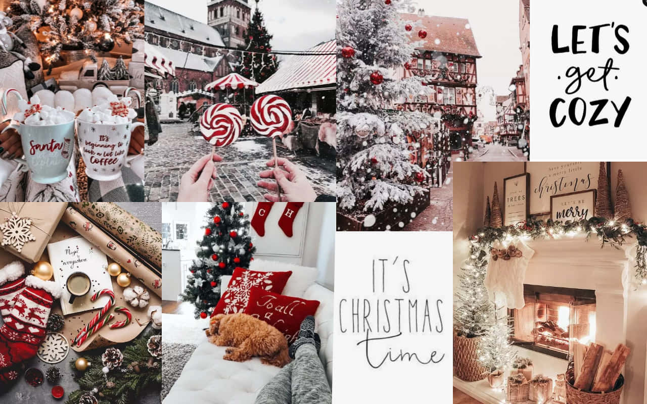 Giáng Sinh Collage Laptop Aesthetic Cozy Time Hình nền