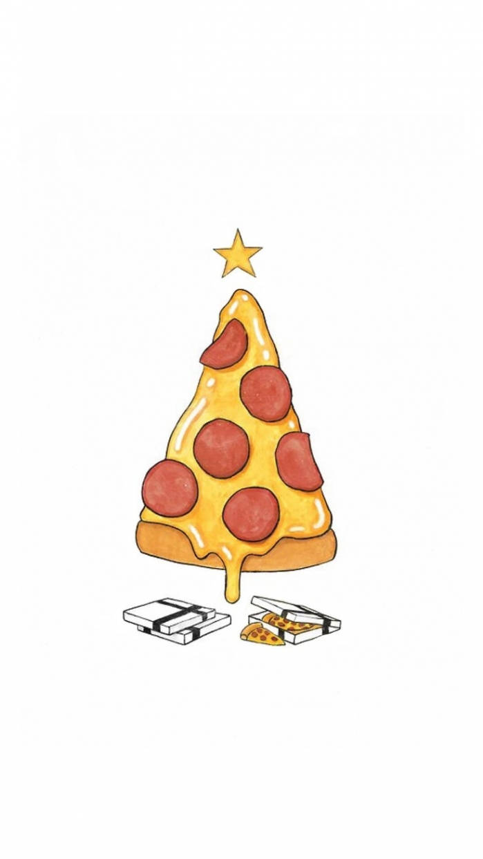 Giáng sinh đặc biệt - cây pizza ngộ nghĩnh cho iPhone của bạn Hình nền