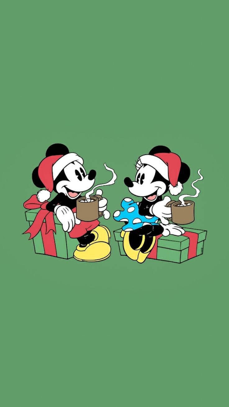 Giáng Sinh Disney iPhone Mickey Và Minnie Uống Cà Phê Hình nền