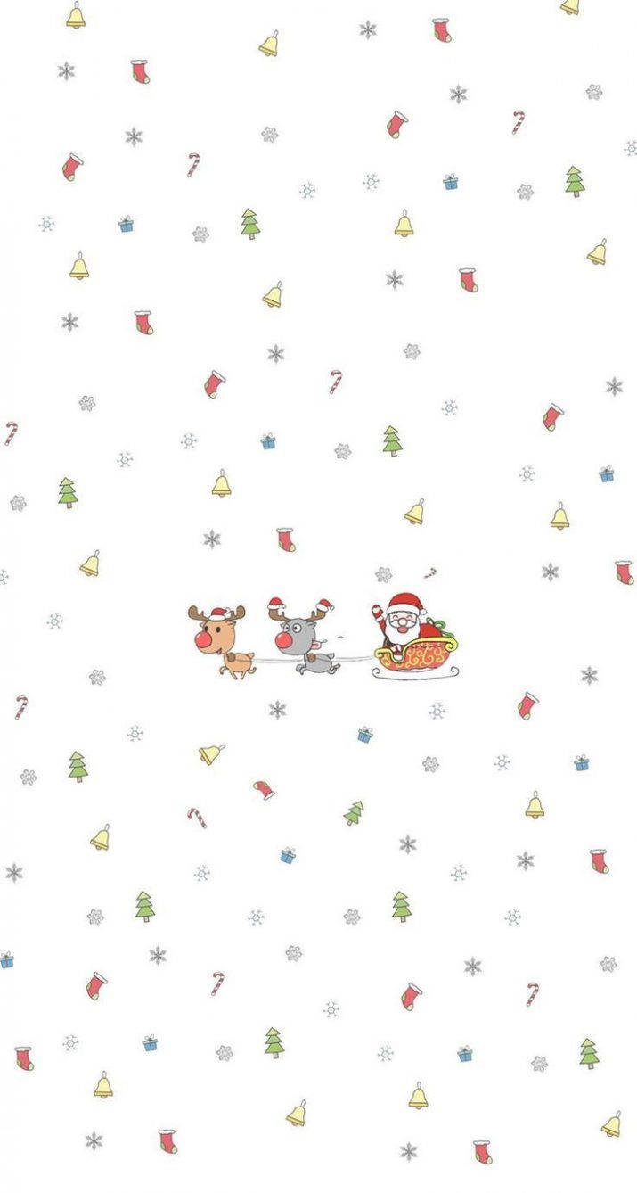 Giáng Sinh iPhone Đơn Giản Dễ Thương Với Ông Già Noel Và Tuần Lộc Hình nền