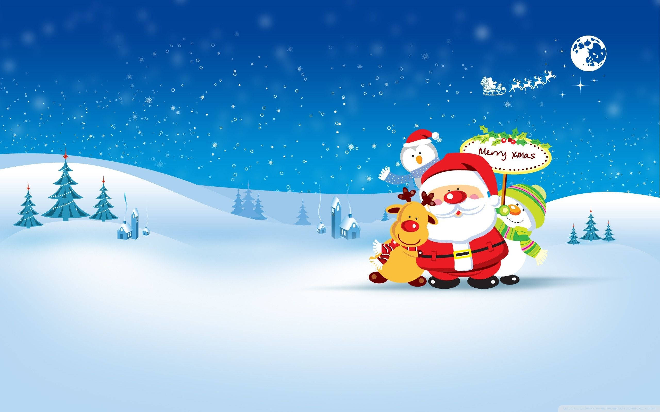 Giáng Sinh Phong Cách Màn Hình Nền Xanh Tuyết Ông Già Noel Hình nền