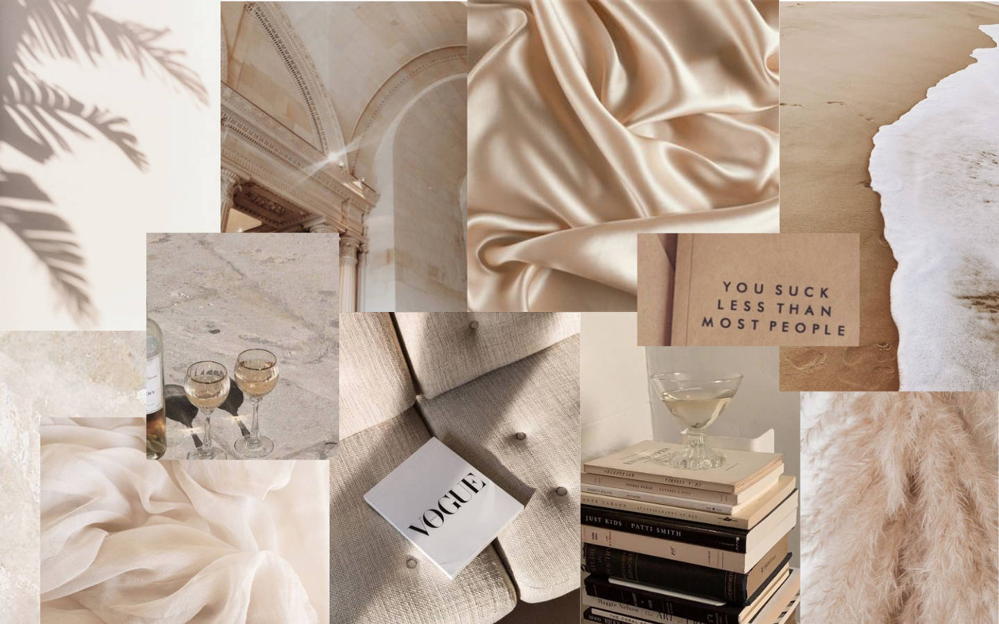 Giấy tờ và Sách Ghép ảnh Beige Aesthetic Desktop Hình nền