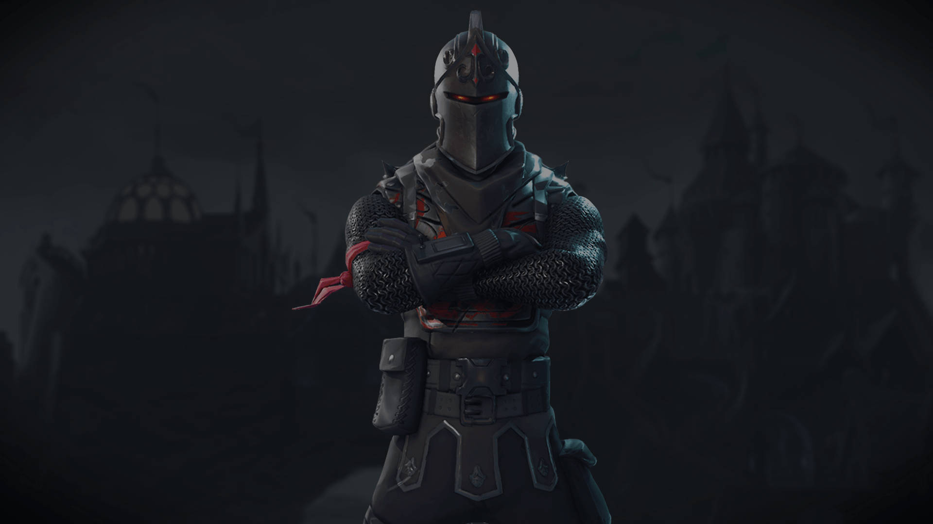 Một trang phục tên Black Knight trong Fortnite trên nền lâu đài tối bóng hình nền HD.