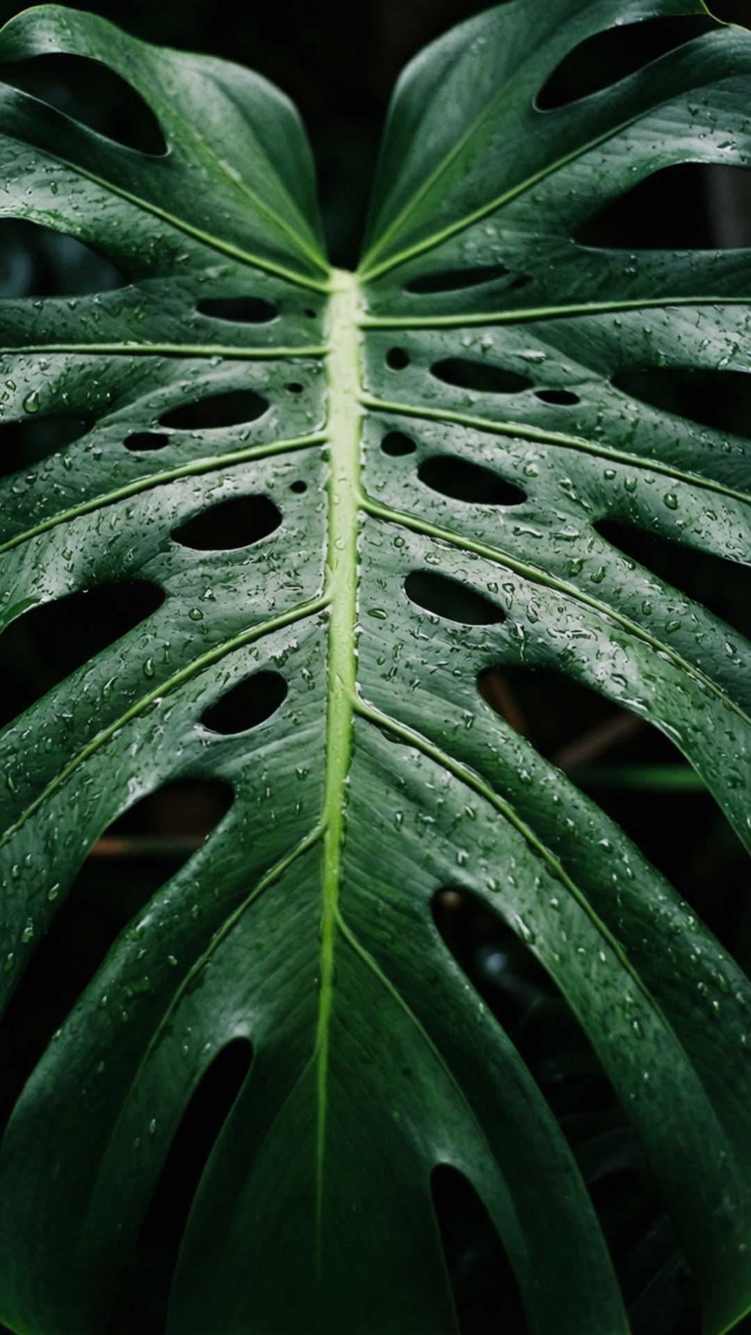 Giọt Mưa Trên Lá Monstera Hình nền