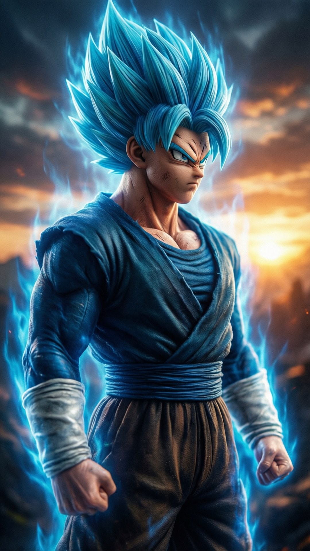 Gogeta Blue trong tư thế sẵn sàng chiến đấu Hình nền