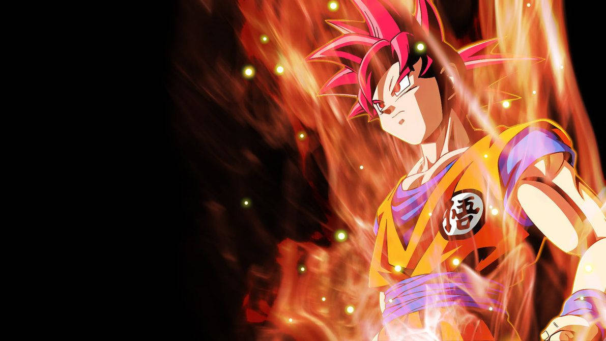 Hình nền Goku ở chế độ Siêu Saiyan Thần trên nền đen.