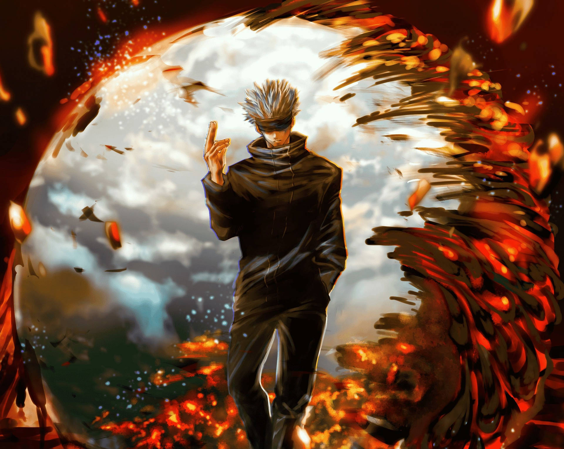 Hình nền Saturo Gojo với dung nham trong anime Jujutsu Kaisen — Jujutsu Kaisen Hình nền