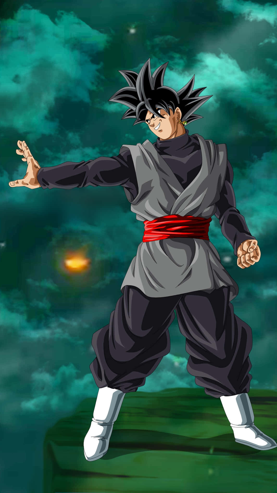 Goku Black trầm ngâm và sẵn sàng chiến đấu, ánh mắt hướng về phía trước. Hình nền