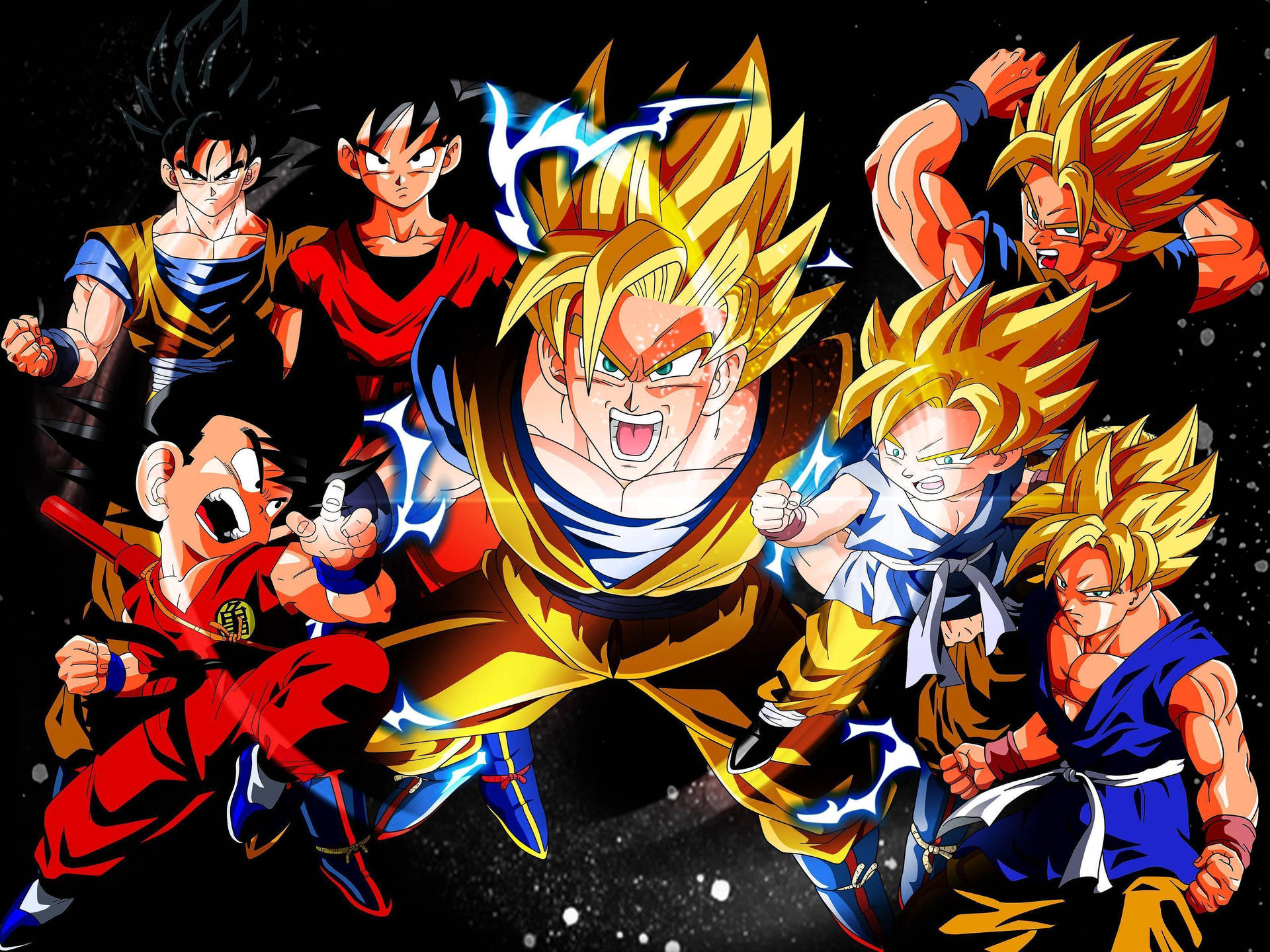 Hình nền các giai đoạn Super Saiyan khác nhau của Goku.