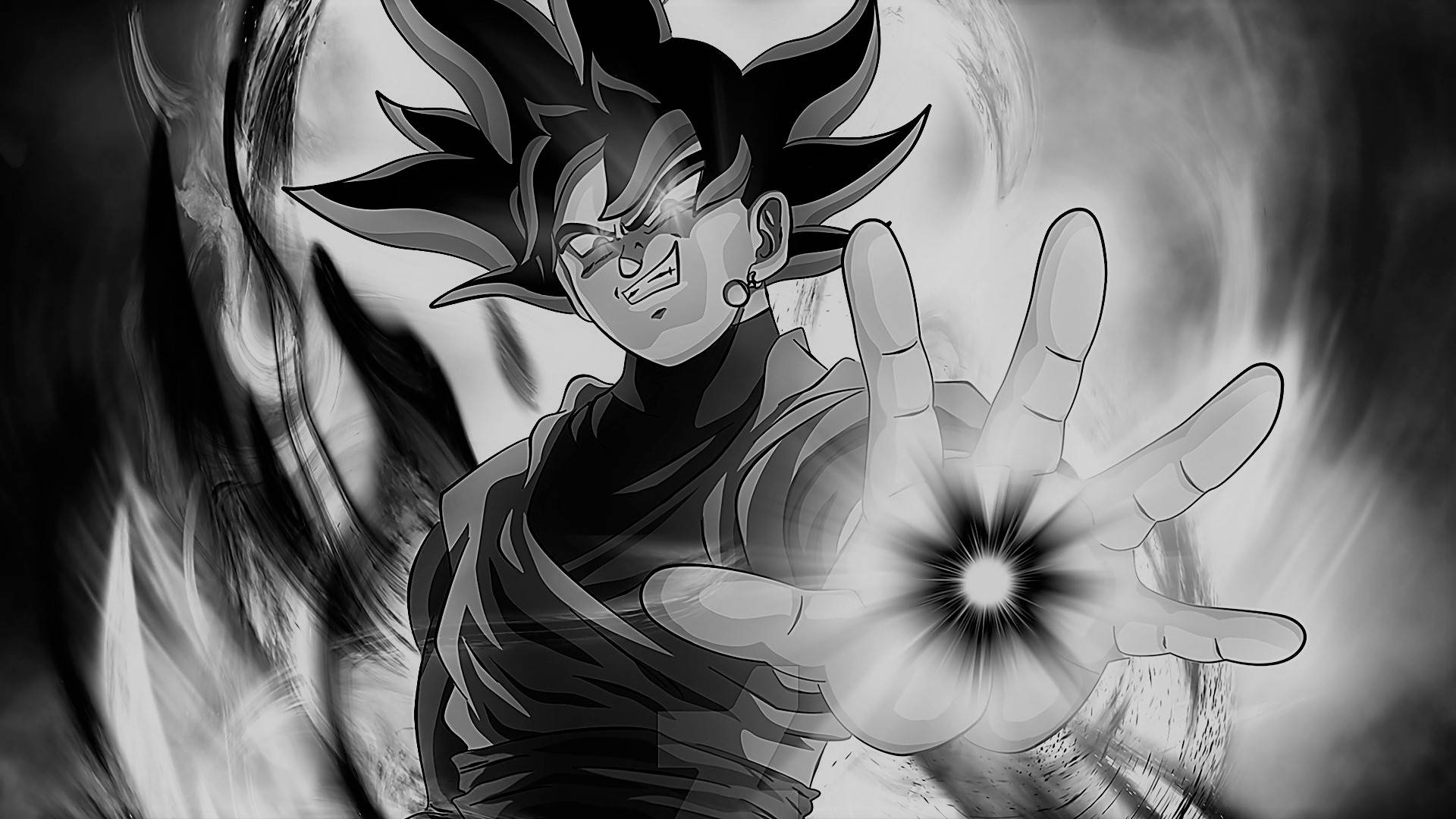 Goku Đen Trắng Tung Chiêu Hình nền