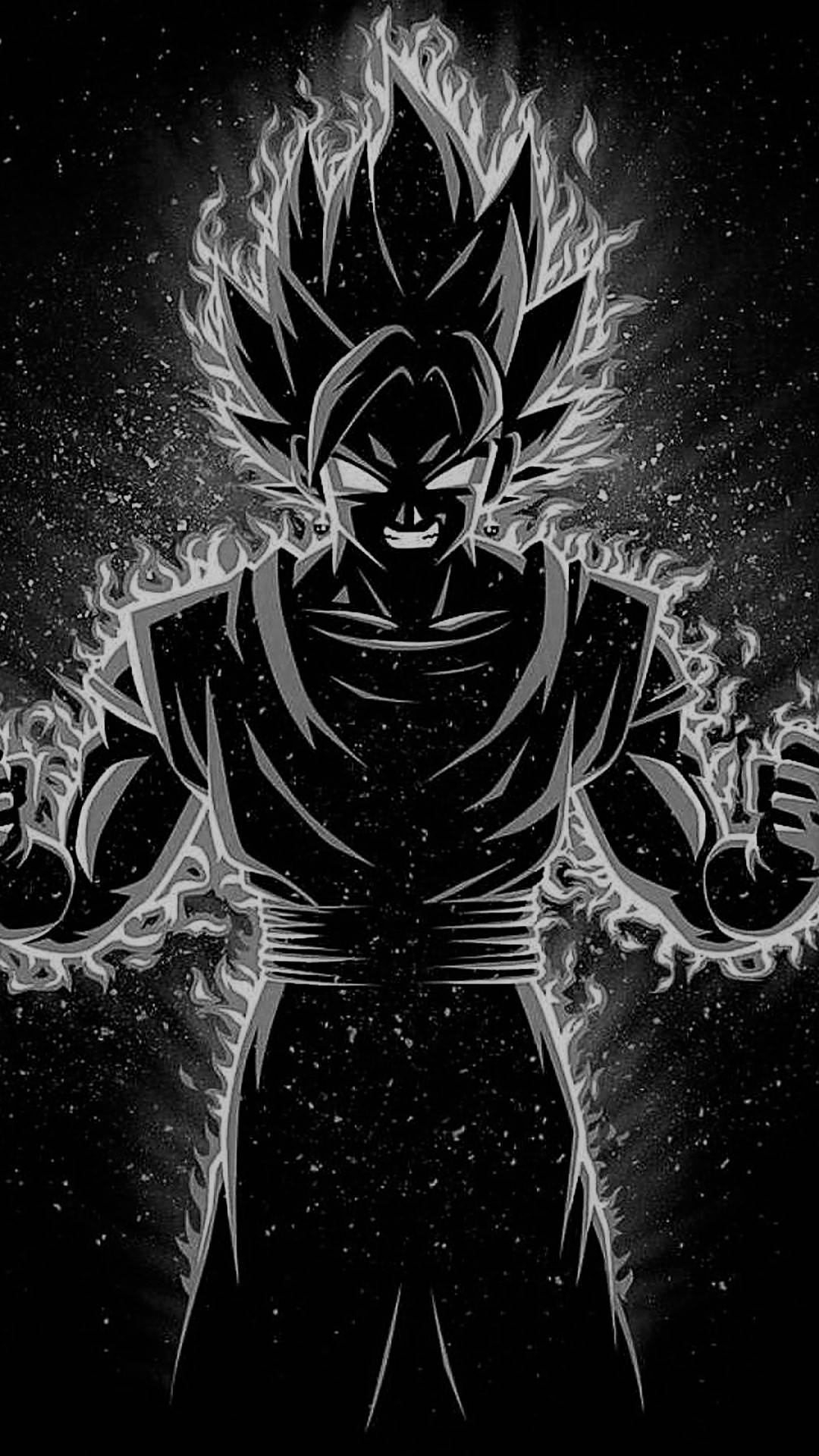 Goku nổi giận đen trắng Hình nền