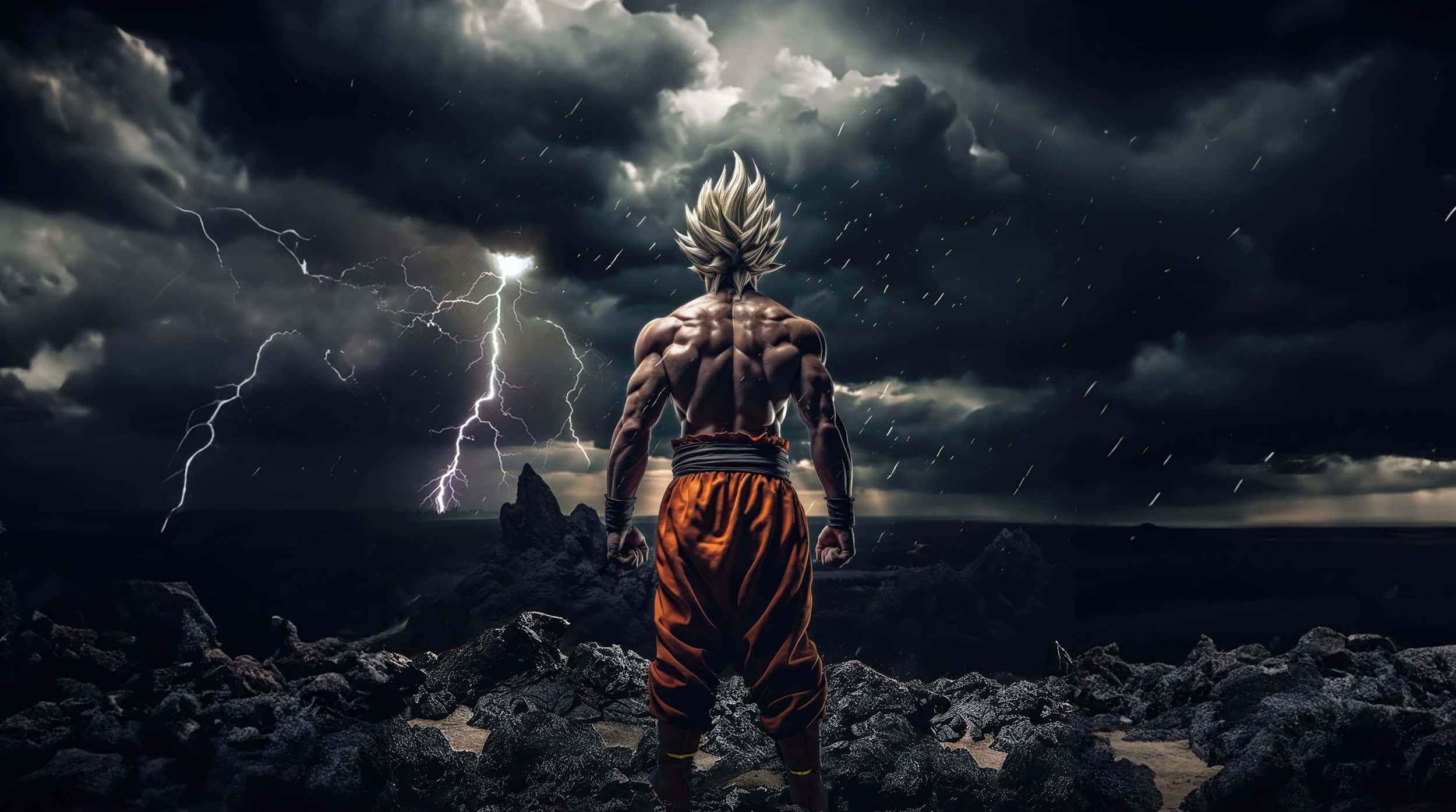 Goku Siêu Bản Năng Tối Cao với Tia Chớp Hình nền