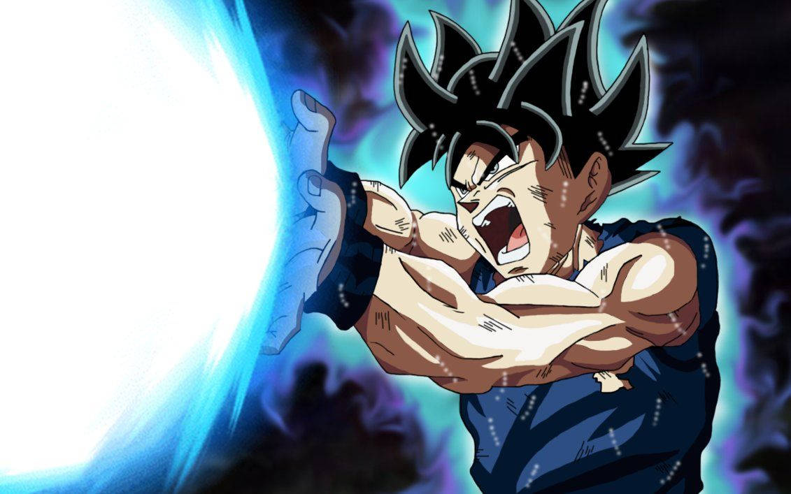 Hình nền Son Goku đang tích tụ năng lượng Kamehameha.