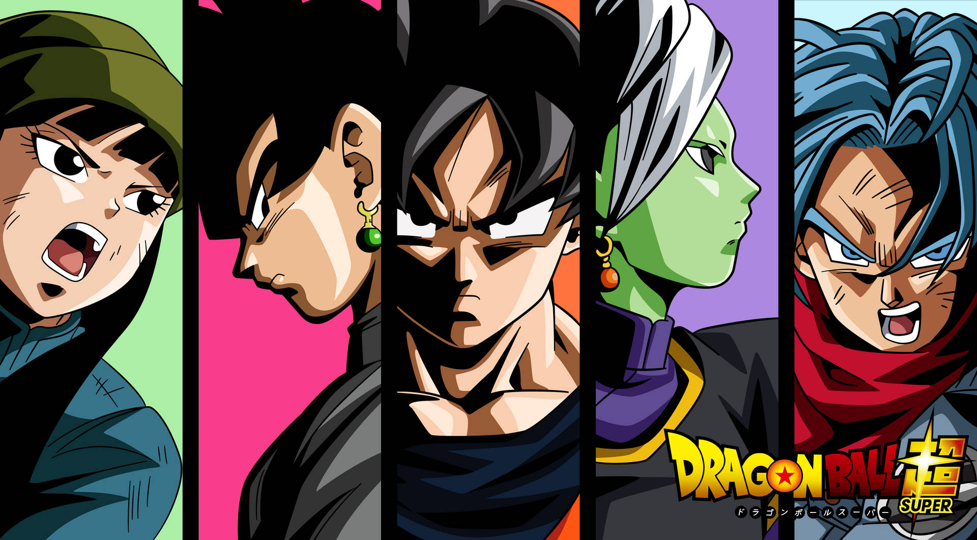 Hình nền Goku ghép các nhân vật trong Dragon Ball Super.