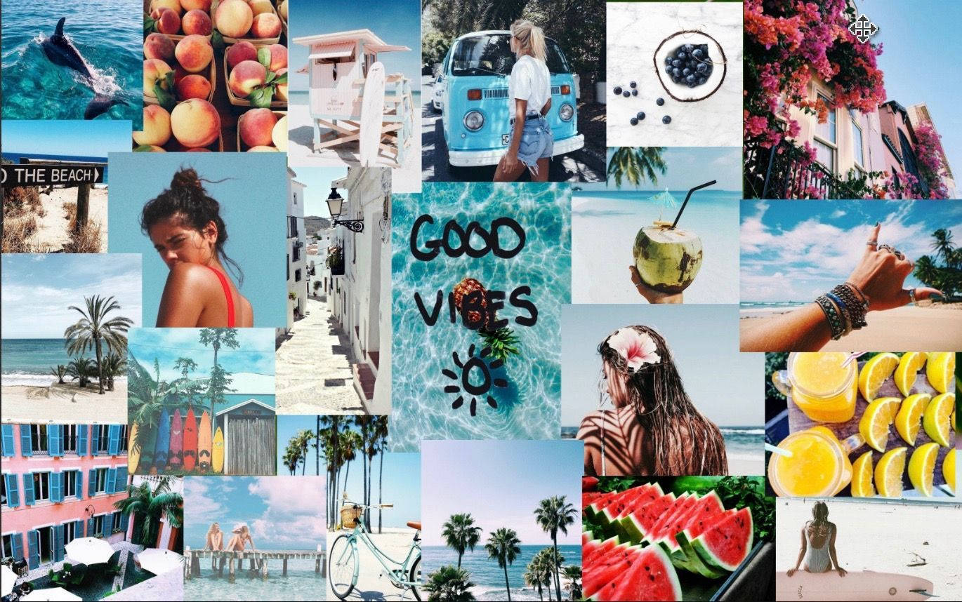 Good Vibes Collage Mùa Hè Thẩm Mỹ Máy Tính Hình nền