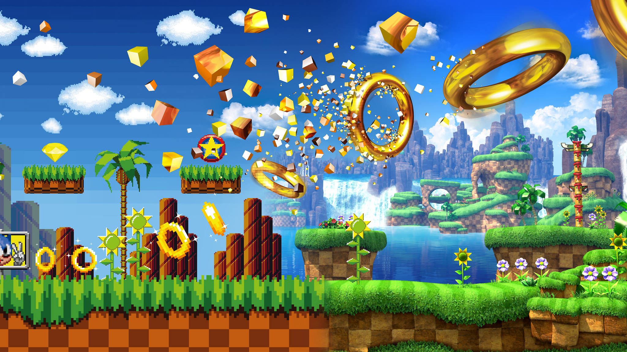 Green Hill Zone Cổ Điển Và Hiện Đại Hình nền