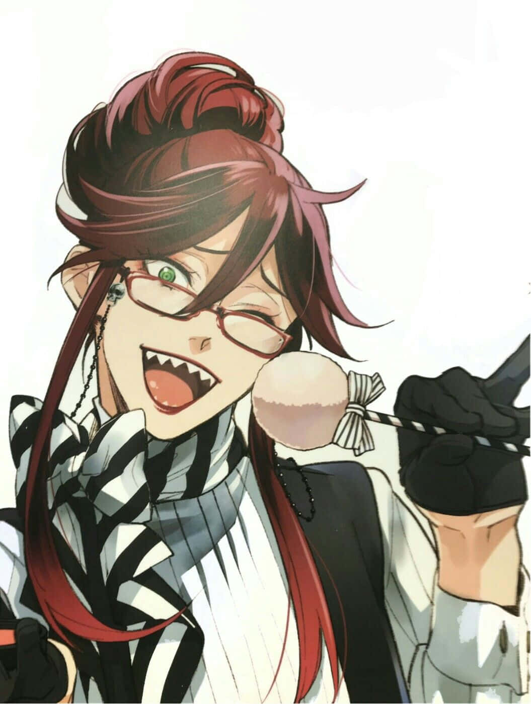 Grell Sutcliff trong tư thế đầy màu sắc và mạnh mẽ trong một bức minh họa quyến rũ. Hình nền