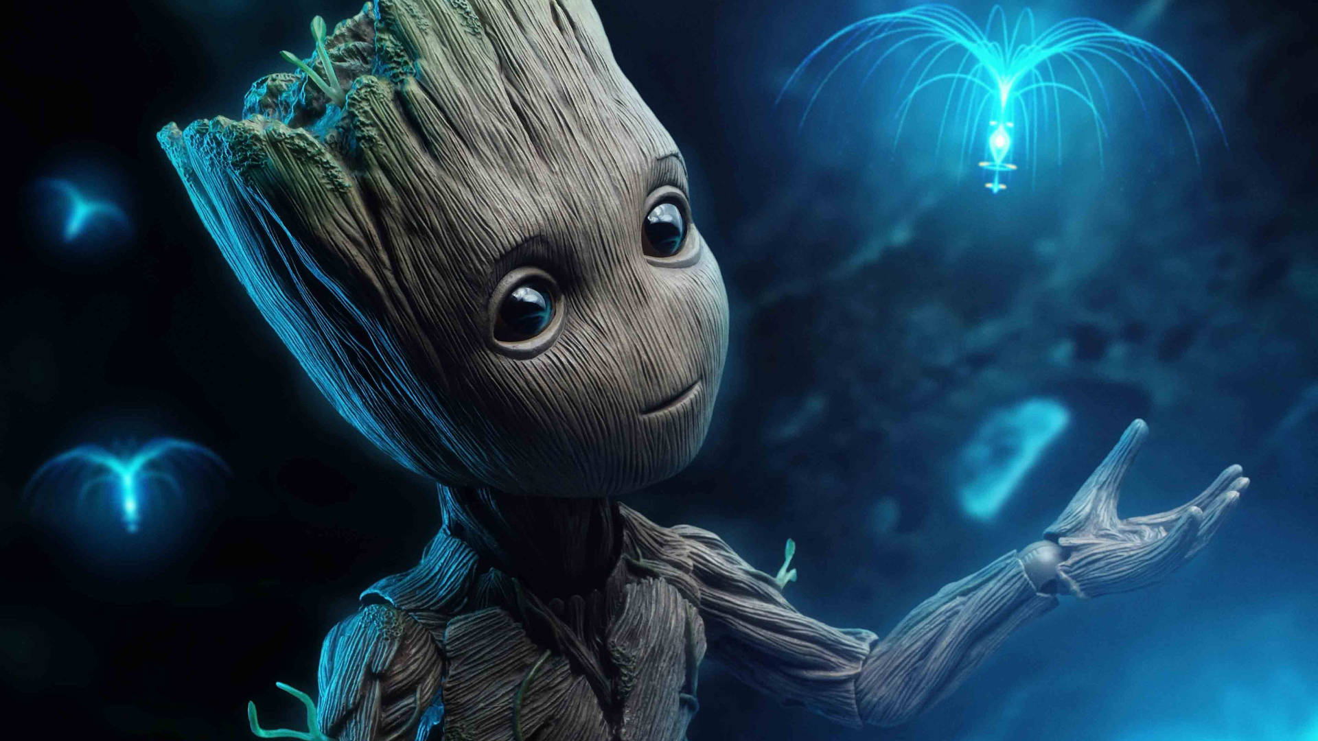 Groot với Vệt Sáng Xanh độ phân giải 1920x1080 HD Hình nền