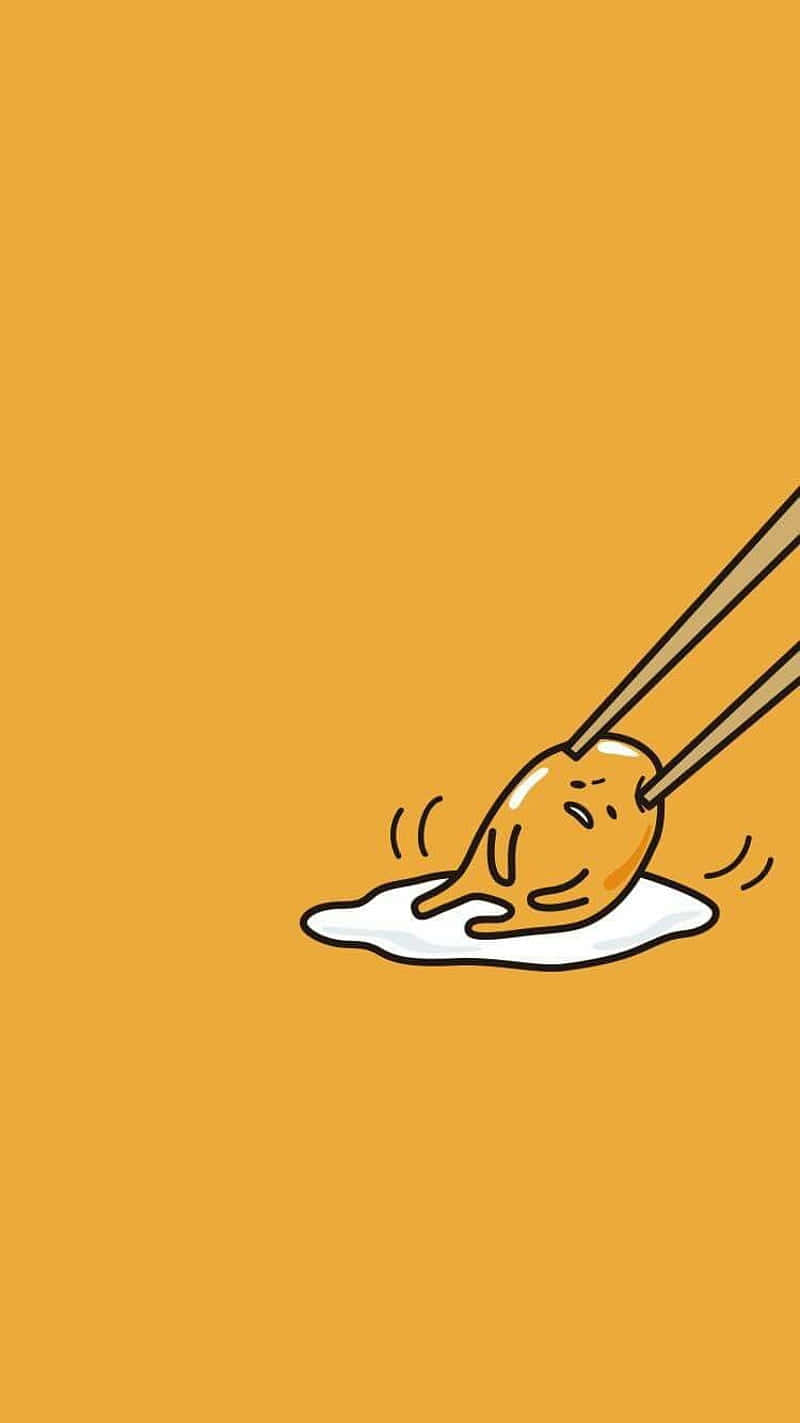 Gudetama Điện thoại Bị Kéo Bằng Đũa Hình nền