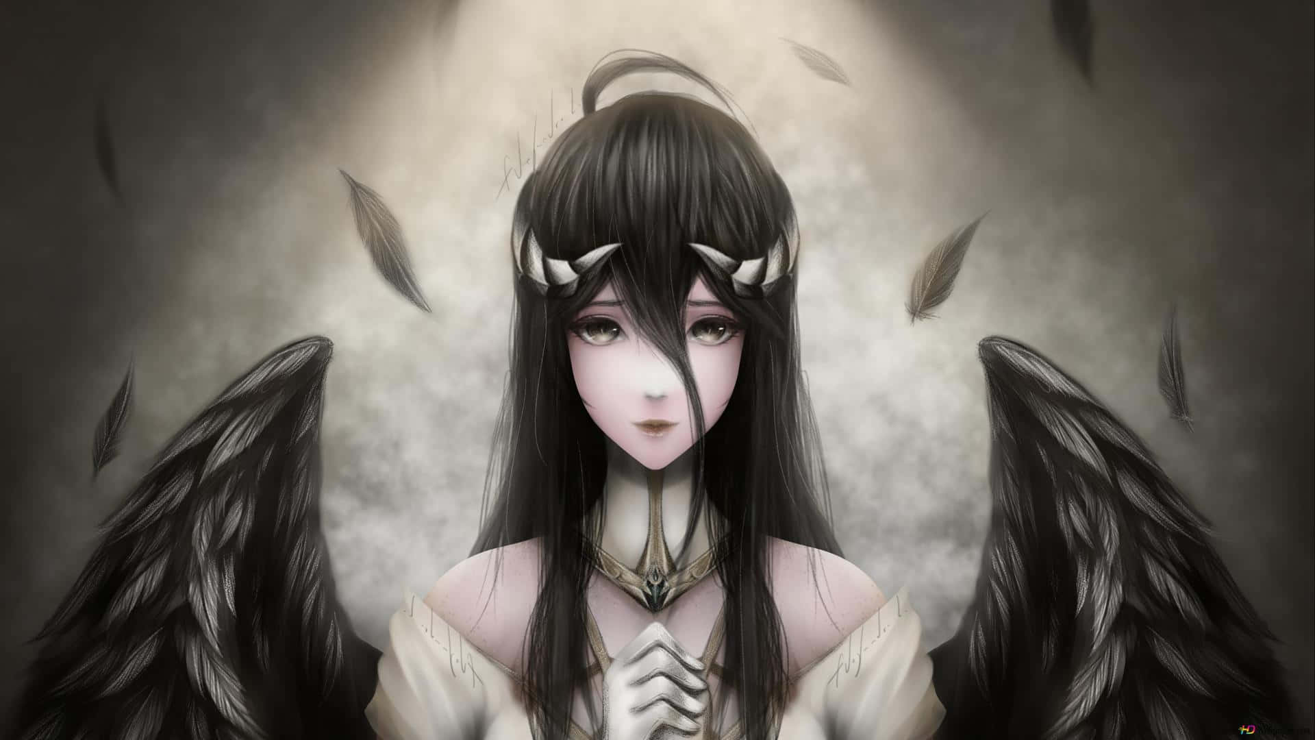Hai cô gái mặc trang phục anime đen, ôm nhau trong khoảnh khắc sẻ chia Hình nền