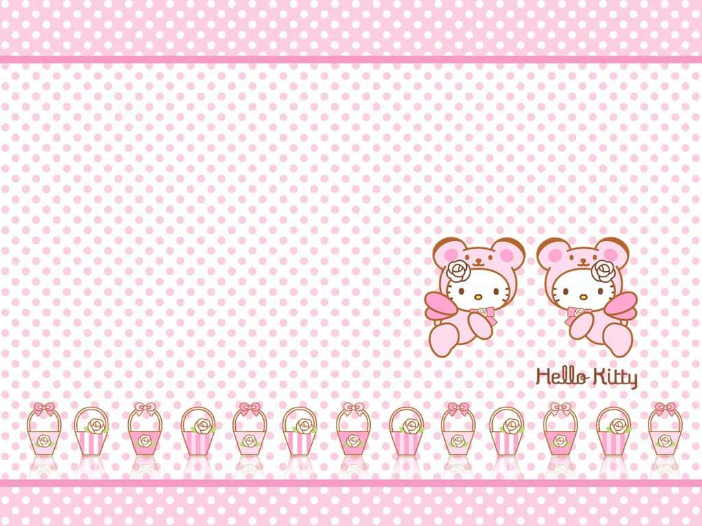 Hai Giỏ Hello Kitty Màu Hồng Dễ Thương Hình nền
