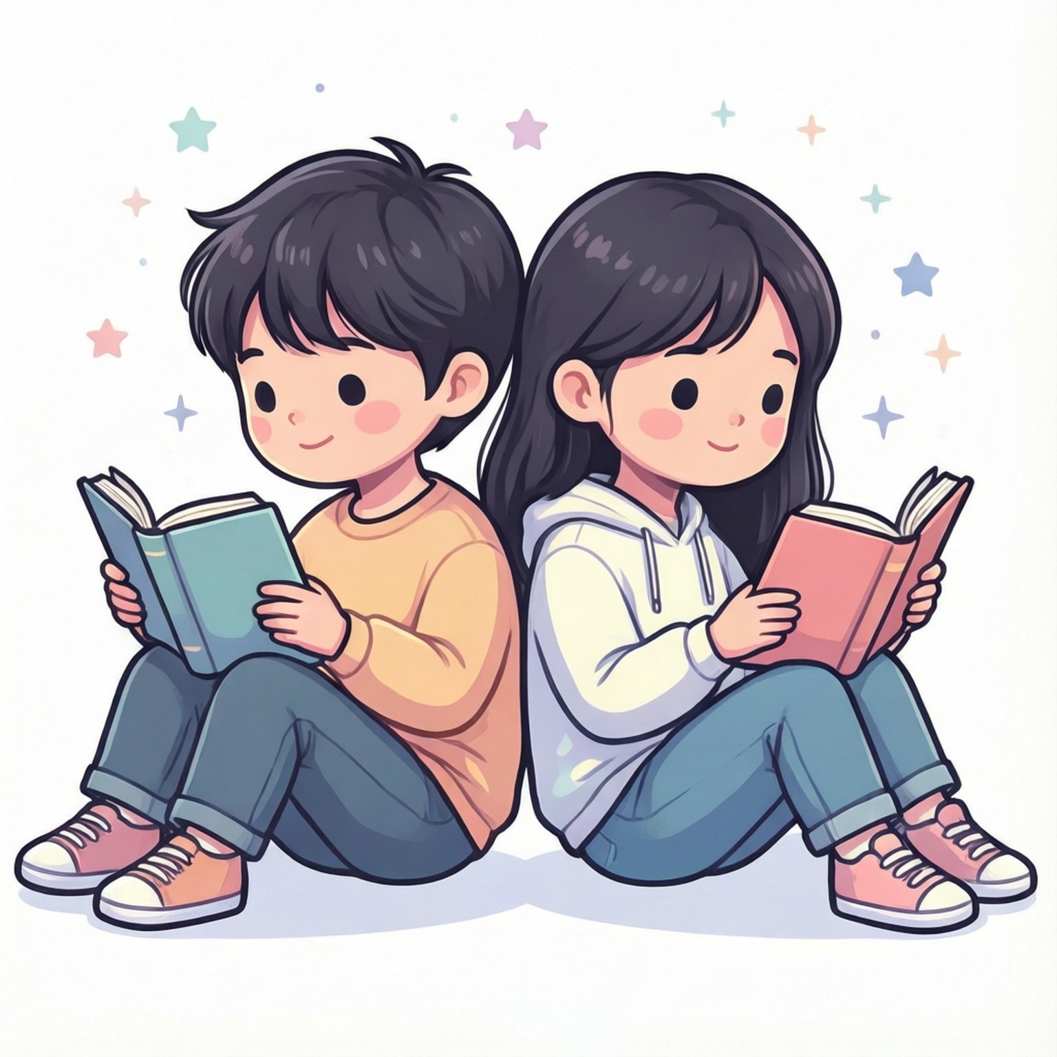Hai Người Bạn Đọc Sách Clipart Hình nền