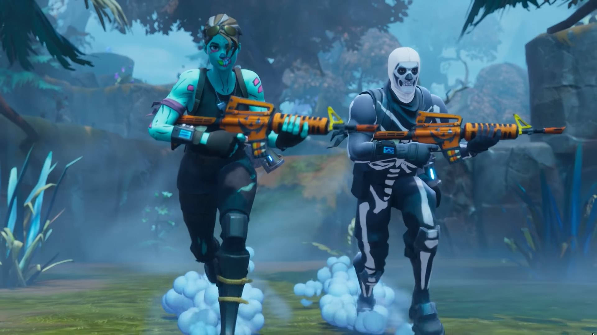 Hai nhân vật với skin mùa đông trong Fortnite hình nền HD.
