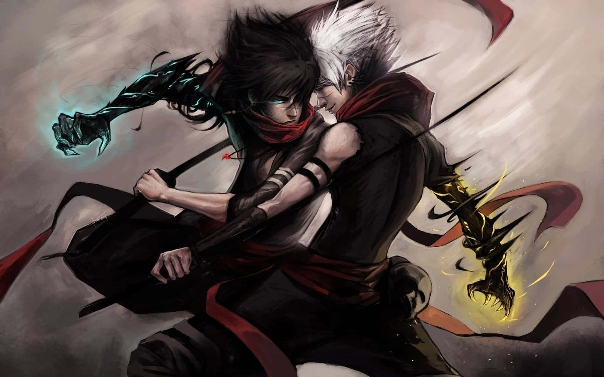 hai nhân vật anime đang chiến đấu bằng kiếm Hình nền