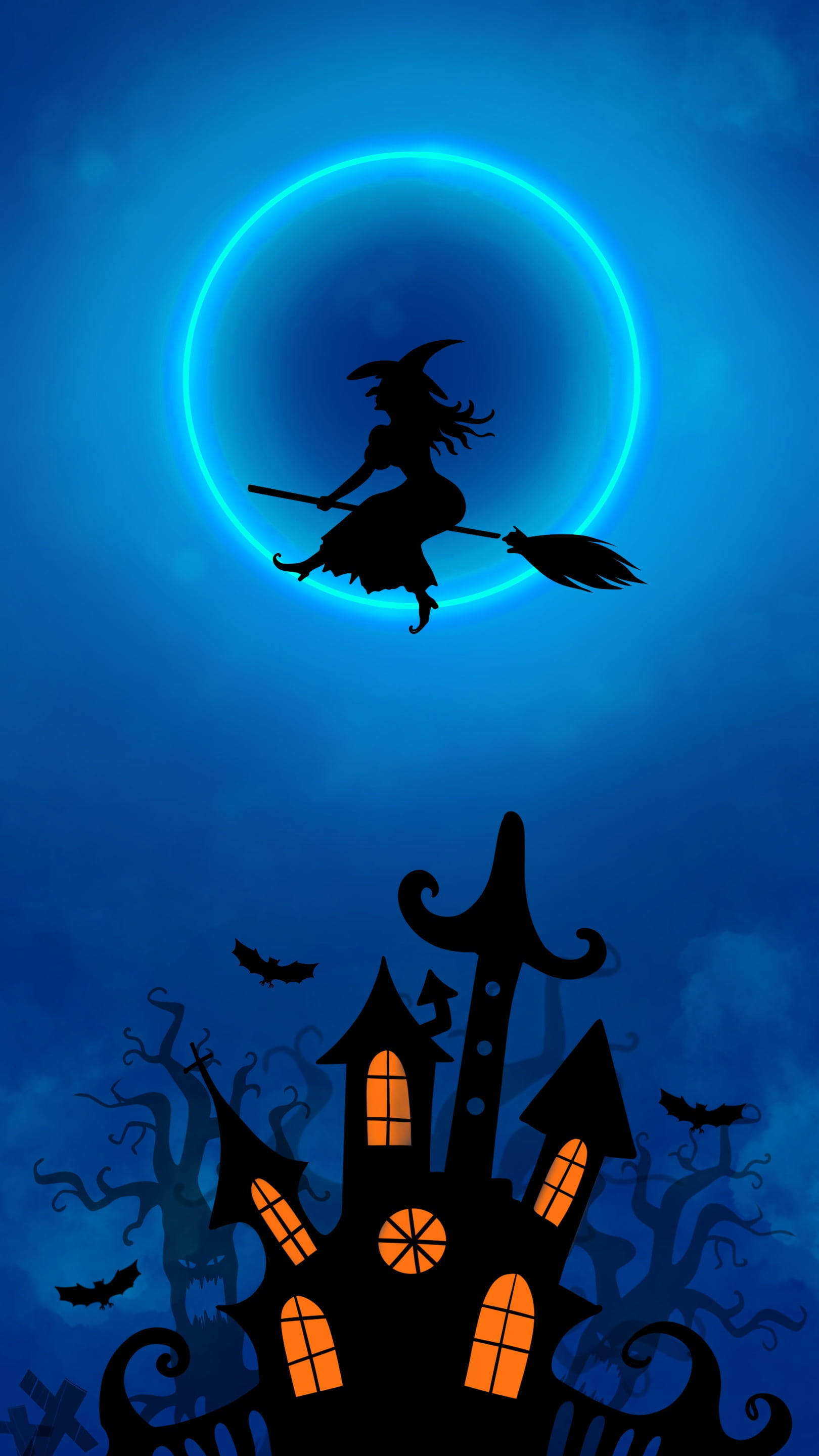 Halloween Trăng Neon Hình nền