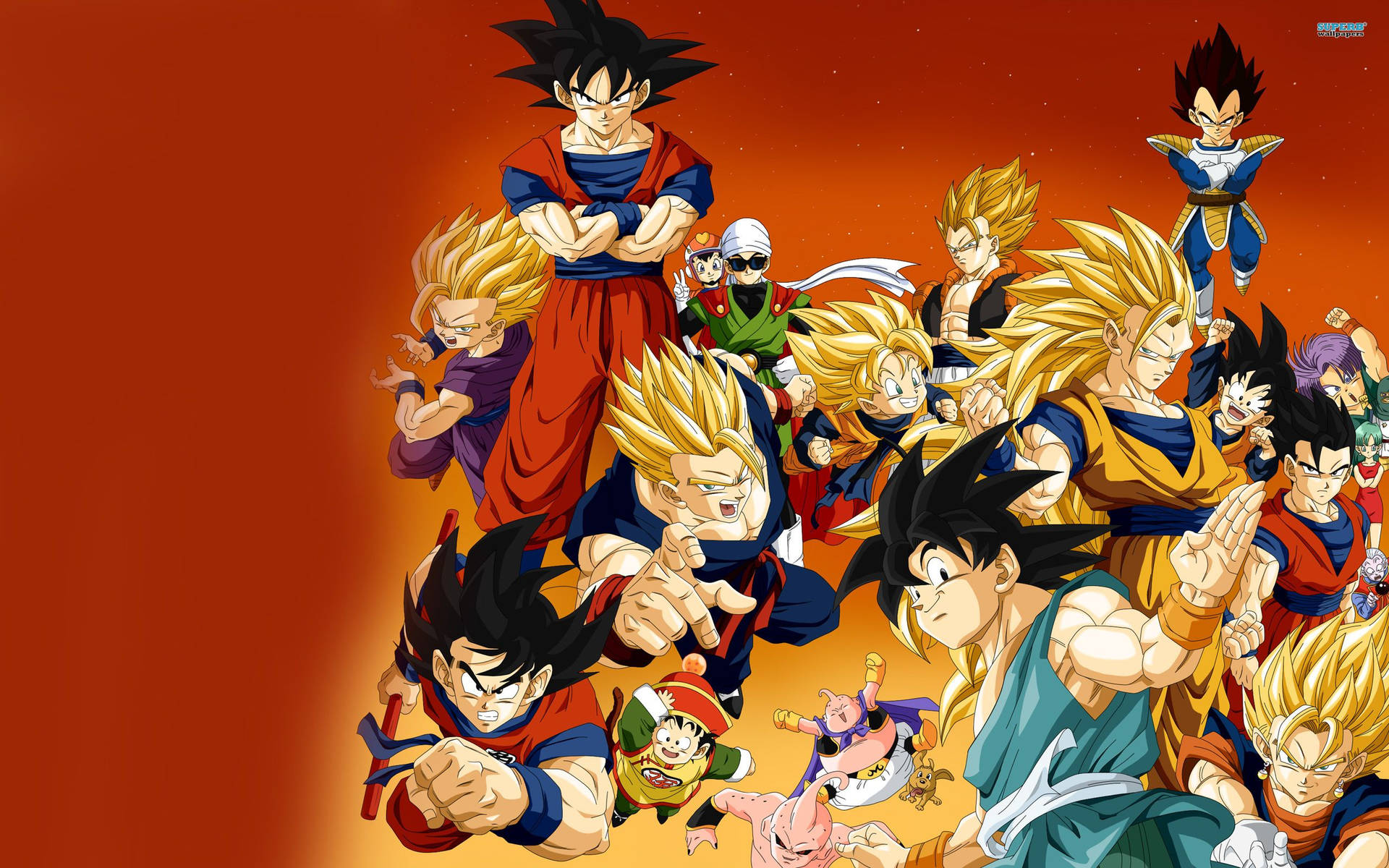 Dragon Ball Z Siêu Saiyan San Goku, Vegeta, Gohan, Goten và các nhân vật khác.