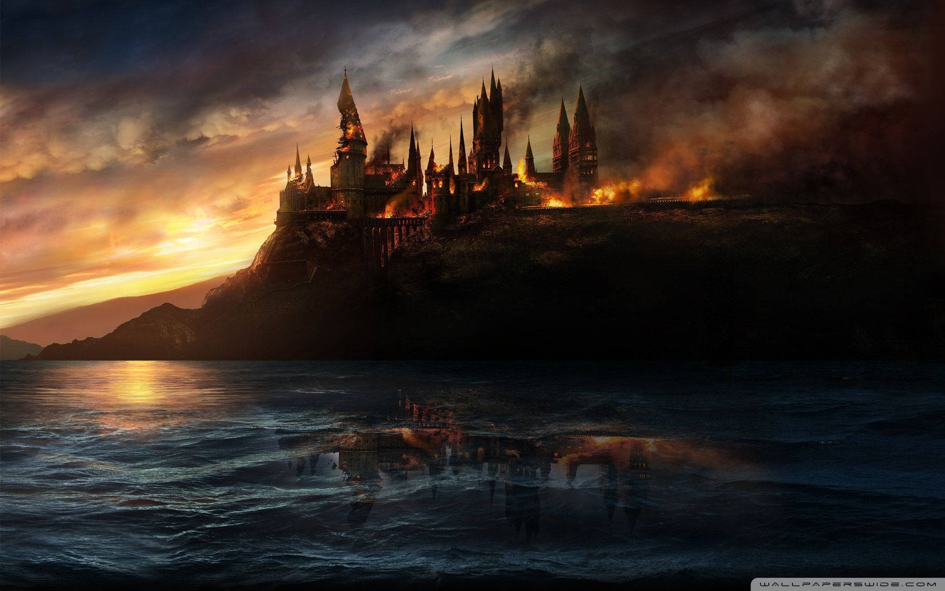 Harry Potter Đốt Cháy Hogwarts Hình nền