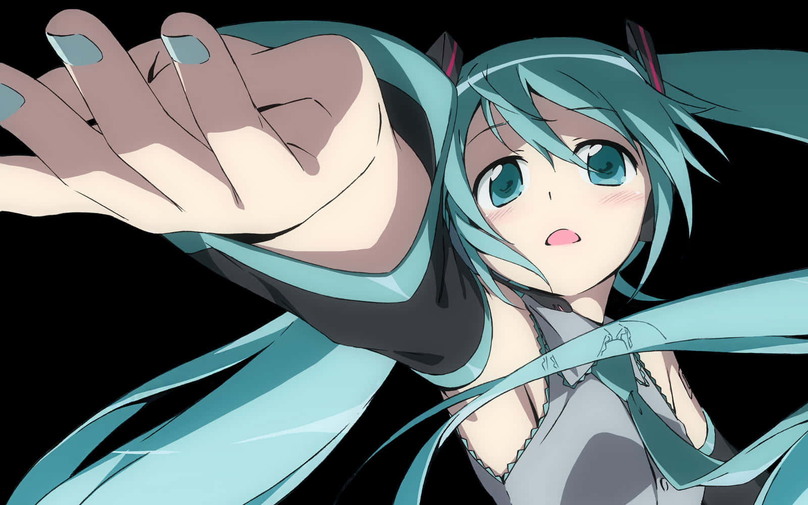 Hatsune Miku vươn tay Hình nền