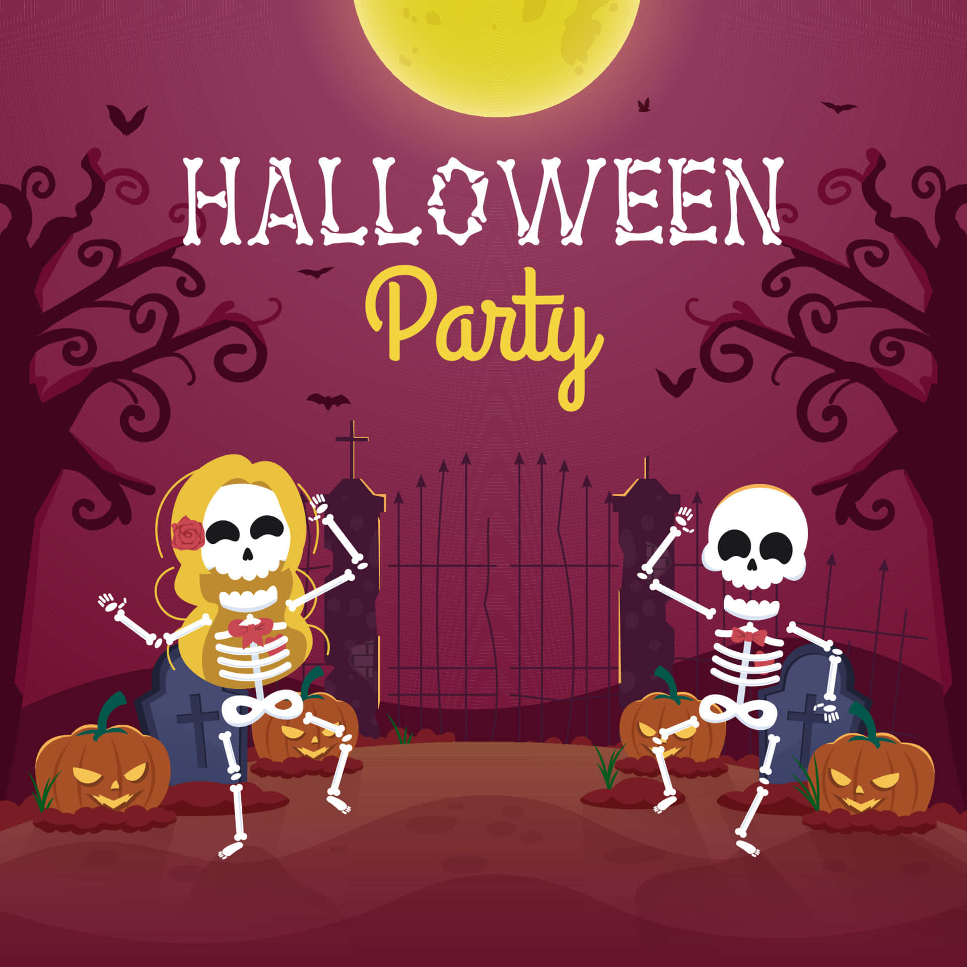 "Hãy tham gia bữa tiệc Halloween vui nhộn đến rợn người!" Hình nền
