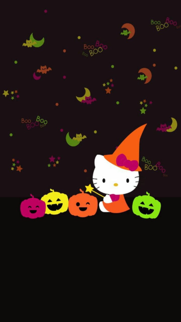Hello Kitty Dễ Thương Mùa Halloween Màu Đen Hình nền
