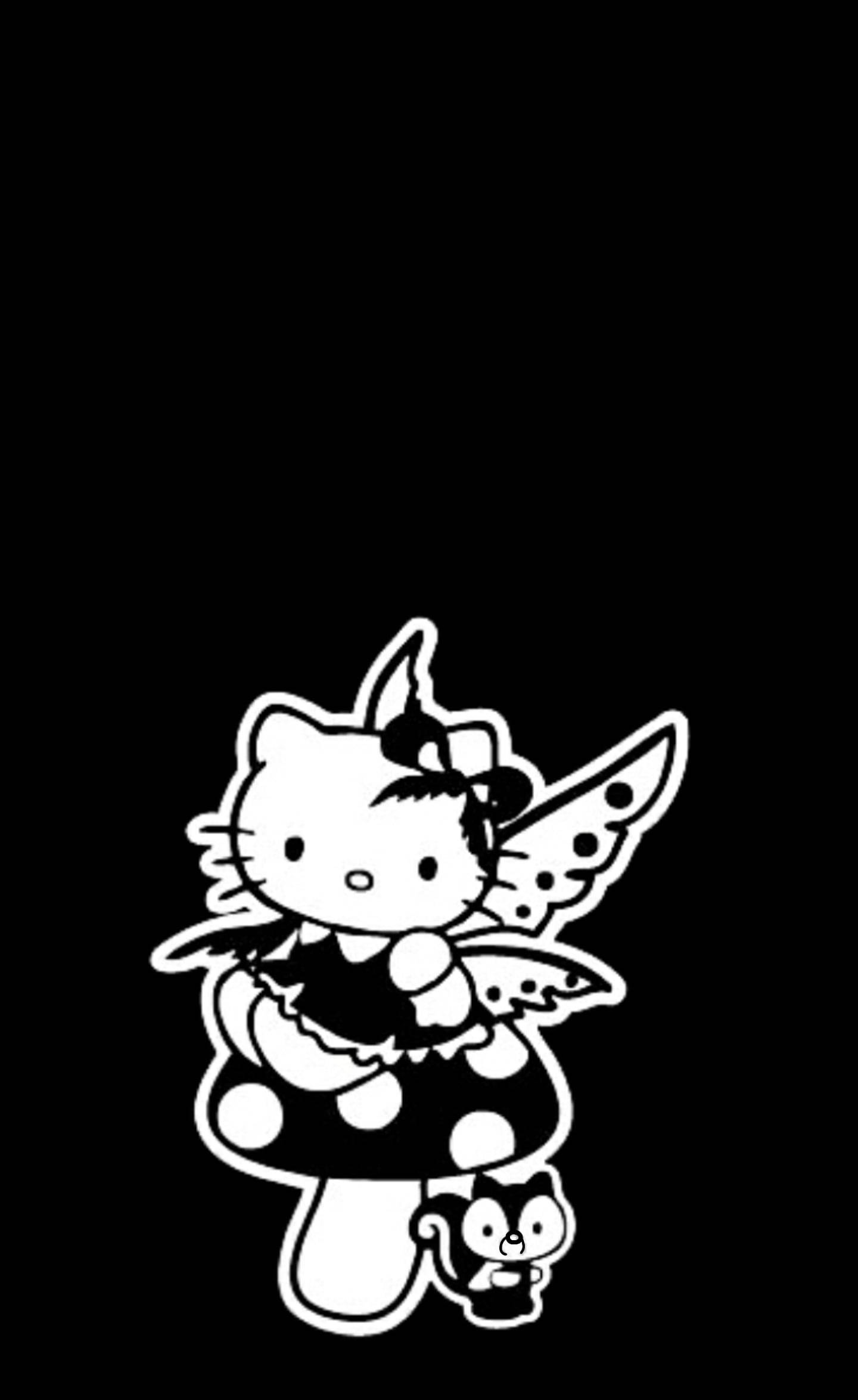 Hello Kitty Đen Trong Trang Phục Tiên Nữ Hình nền