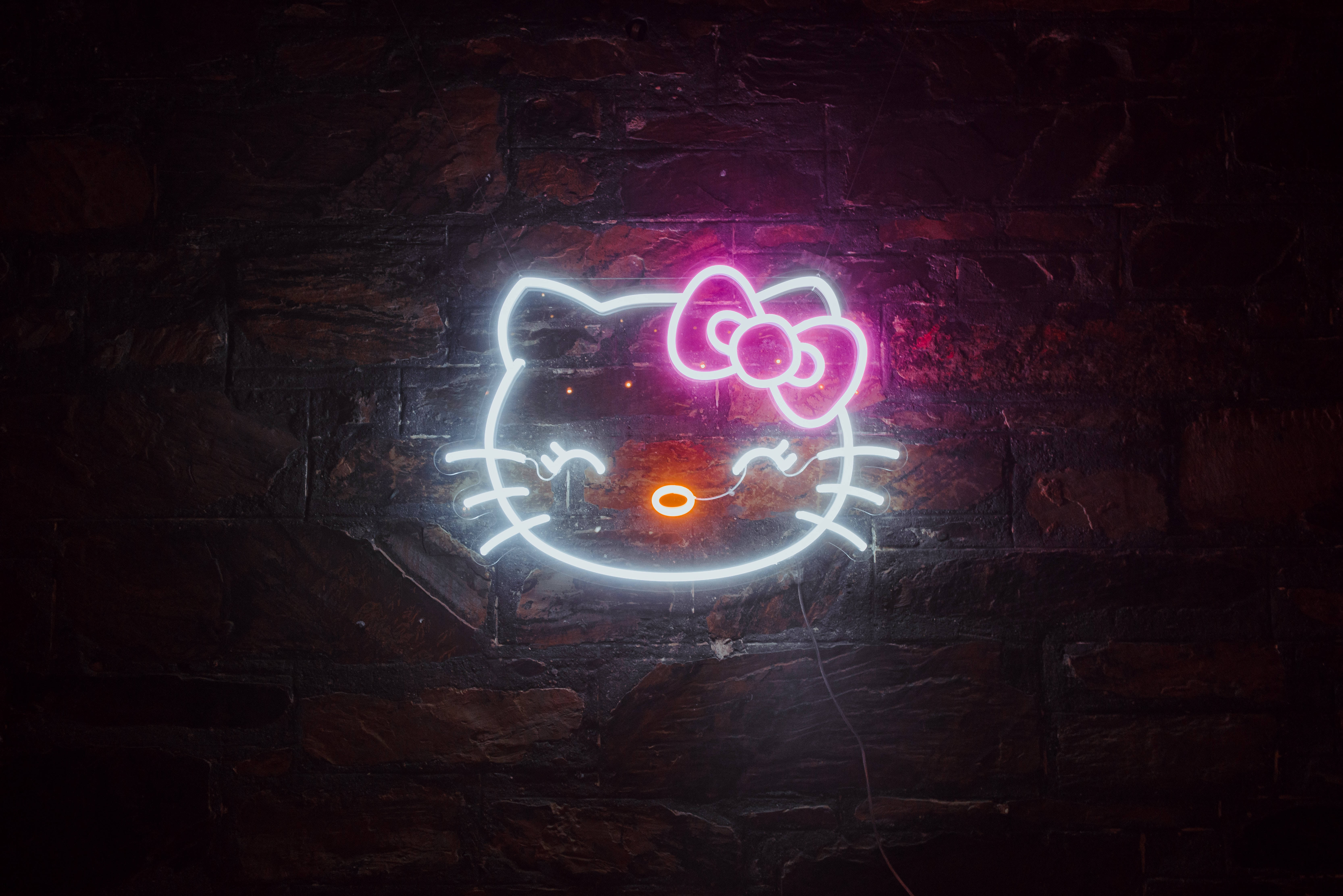 Hello Kitty đen trong ánh đèn neon Hình nền