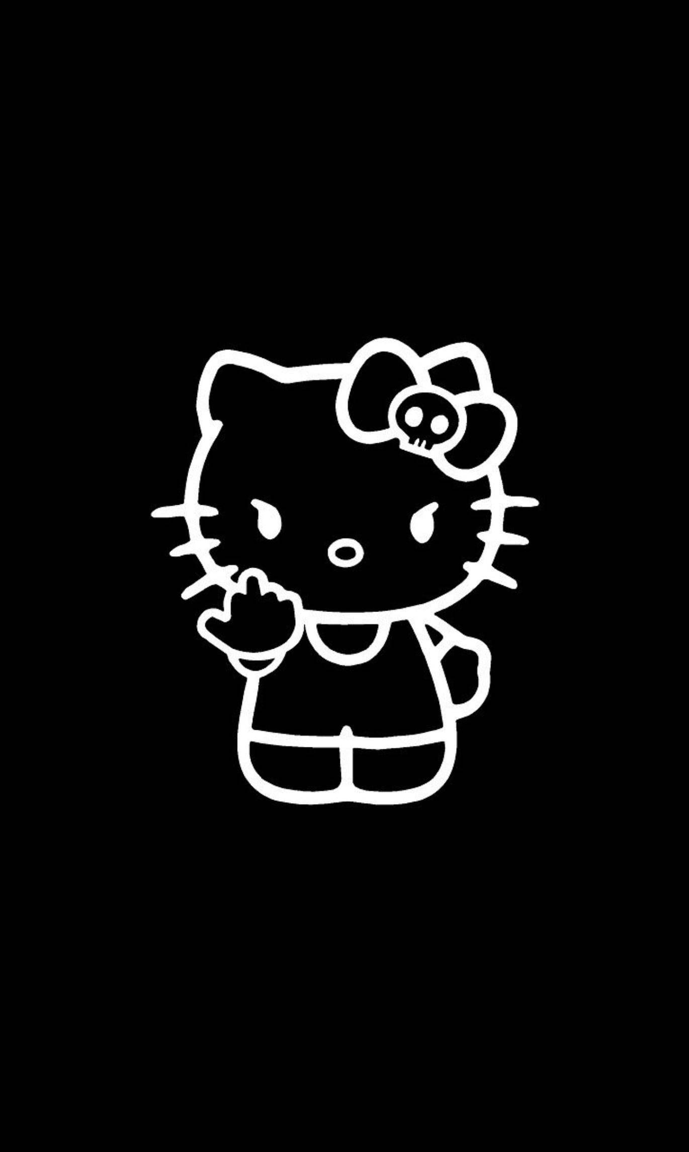 Hello Kitty Đen Cử Chỉ Thô Tục Hình nền