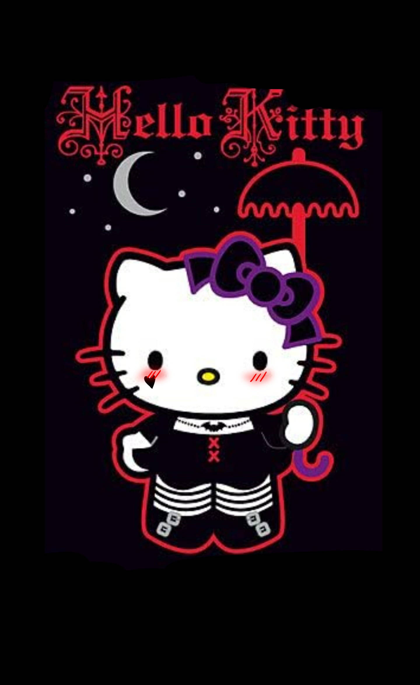Hello Kitty Đen Trong Trang Phục Scene Hình nền
