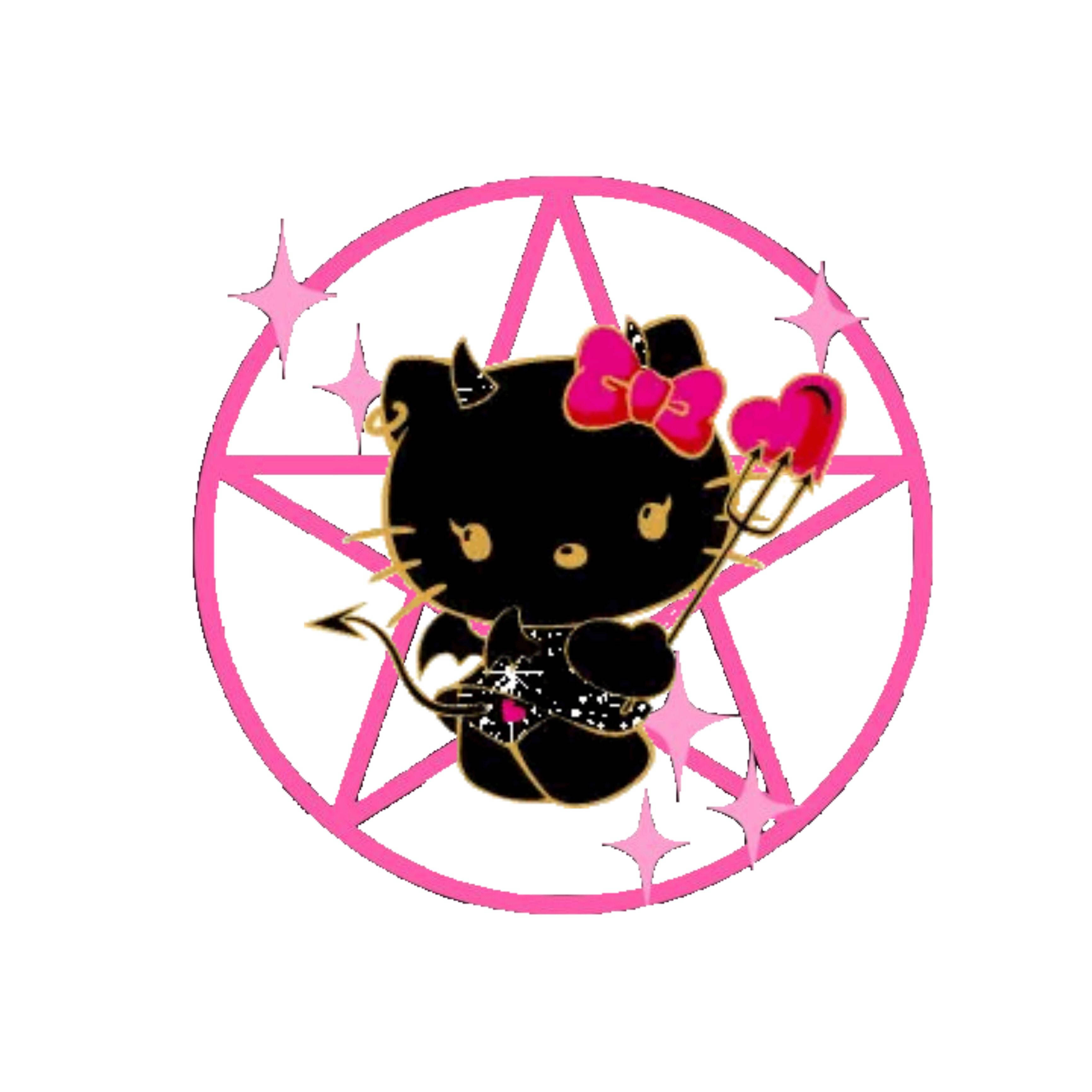 Hello Kitty Đen Biểu Tượng Ngôi Sao Halloween Hình nền